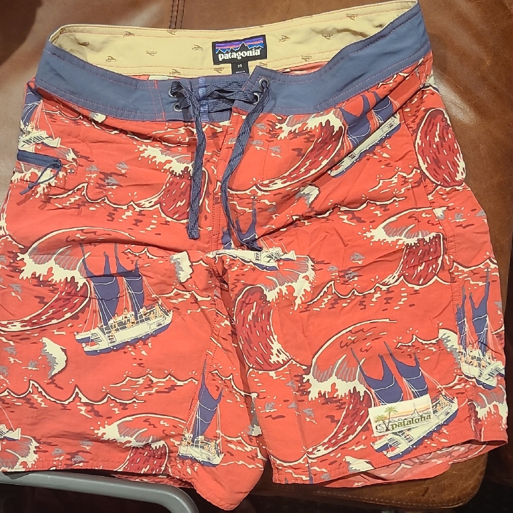 Patagonia Red and Blue Swim Trunks